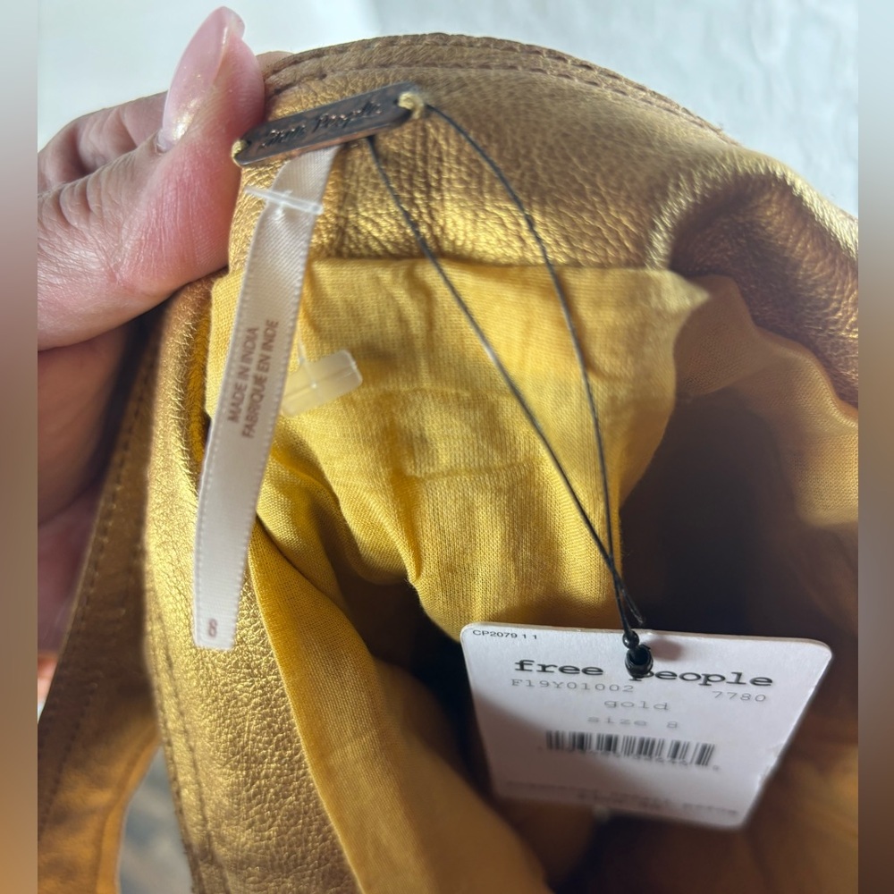 NWT Free People Women's Goldie Leather Mini Dress Gold, Size 8 - Picture 13 of 13